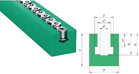 Направляющая цепи 16B-1 тип K (H-45, L-2000)