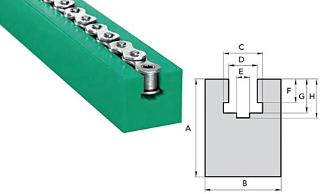 Направляющая цепи 16B-1 тип GC-K (45x40x2000)